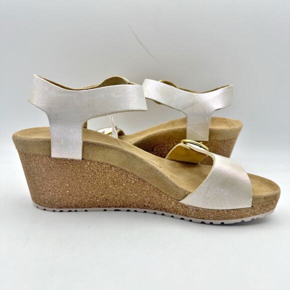 Papillio by Birkenstock Womens Soley Wedge Sandal EU 39 US 8 Silver Leather NWOB - Picture 4 of 12